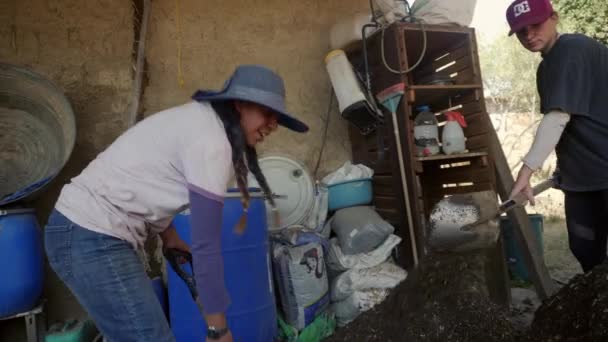 Tineri Care Lucrează Fermă Lopeți Mexico — Videoclip de stoc