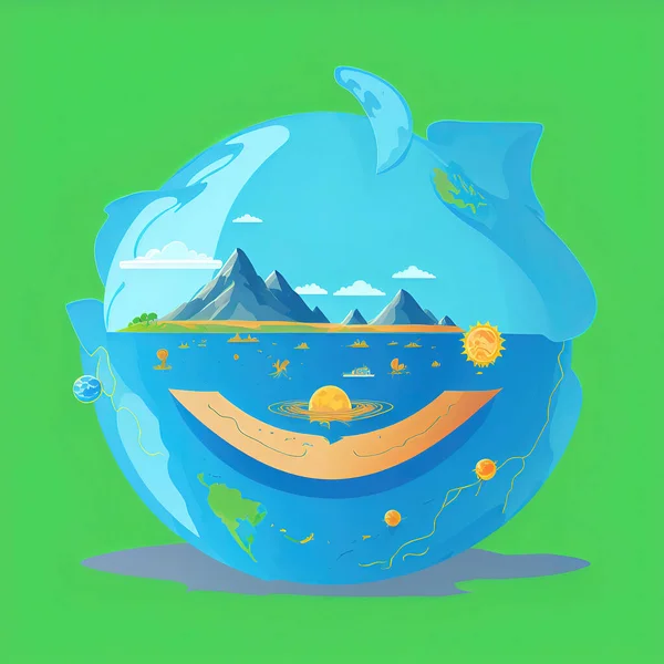 Representation Planet Earth Blue Color Green Background — Stock Photo, Image