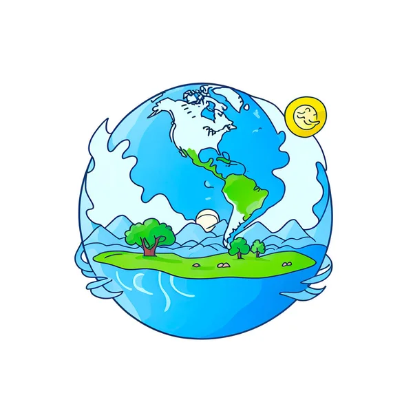 Representación Del Planeta Tierra Color Azul Sobre Fondo Verde —  Fotos de Stock