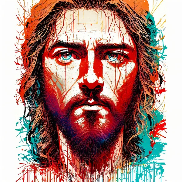 Εικονογράφηση Ενός Αφηρημένου Και Σύγχρονου Πορτραίτου Του Ιησού Χριστού — Φωτογραφία Αρχείου