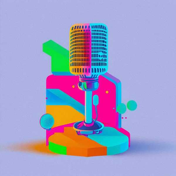 Mikrofon Hintergrund Für Kommerzielle Podcast Nutzung Tonfrequenzen Seitliches Mikrofon Helle — Stockfoto