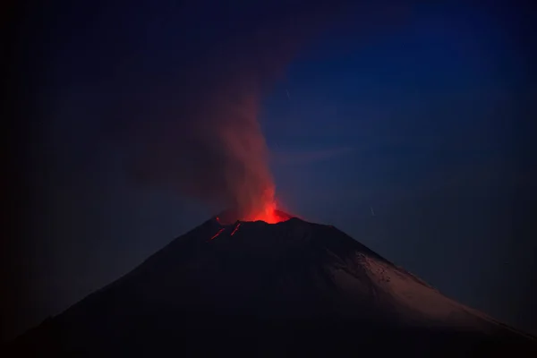 Έντονη Όραση Κρατική Έκρηξη Του Ηφαιστείου Popocatepetl Στην Puebla Μεξικό — Φωτογραφία Αρχείου