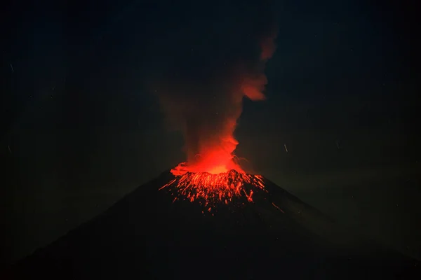 ポポカテペトル火山噴火プエブラから見た噴火 メキシコ ストック画像