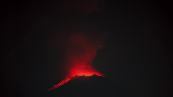 Vista Intensa Erupción Del Cráter Del Volcán Popocatepetl Puebla México — Vídeos de Stock