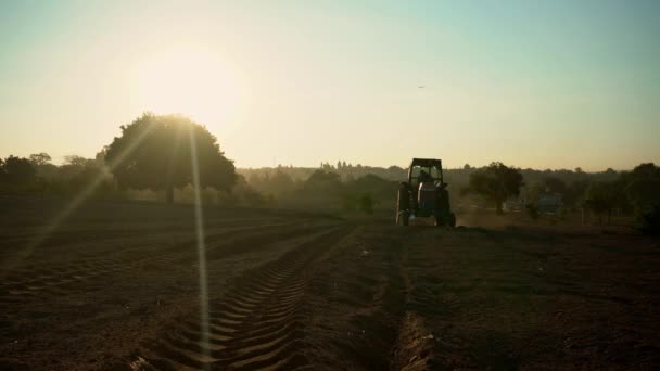 Väsentliga Jordbruksuppgifter Traktor Plöjning Marken För Produktiv Odling — Stockvideo