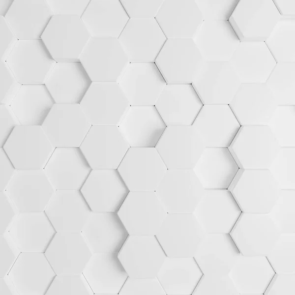3Dレンダリング未来派ハニカムモザイク 抽象的な背景 現実的な幾何学的なメッシュ細胞構造 六角形の格子を持つSci Fi背景 — ストック写真
