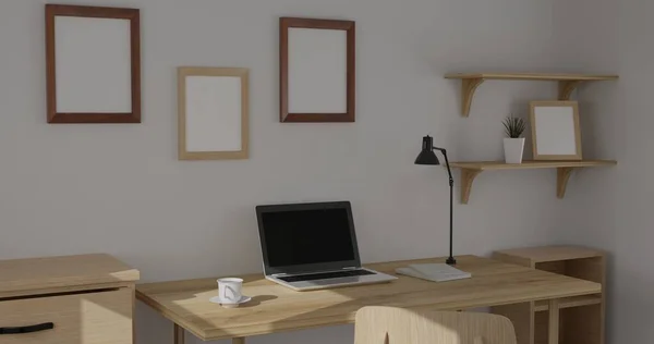 Membuat Ruang Interior Desain Gaya Minimal Meja Kerja Desain Interior — Stok Foto