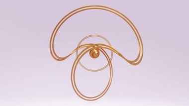 Çarpık halkanın soyut üç boyutlu yansıması. Modern arkaplan tasarımı, fütüristik bir şeklin 3D çizimi.