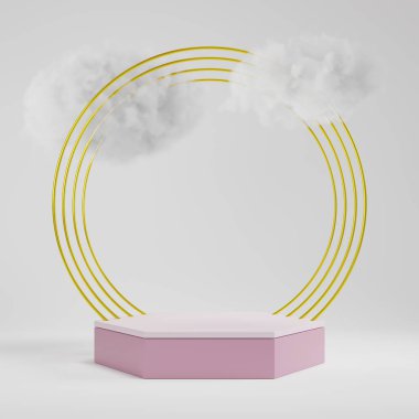 3D görüntüleme ürünü geometrik podyum platformu ile soyut minimal sahne. Kozmetik ürünleri anlamına geliyor. 3D stüdyosundaki sahne gösterisi..