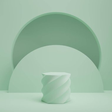 3D görüntüleme ürünü geometrik podyum platformu ile soyut minimal sahne. Kozmetik ürünleri anlamına geliyor. 3D stüdyosundaki sahne gösterisi..