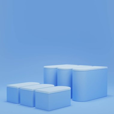3D görüntüleme ürünü geometrik podyum platformu ile soyut minimal sahne. Kozmetik ürünleri anlamına geliyor. 3D stüdyosundaki sahne gösterisi..