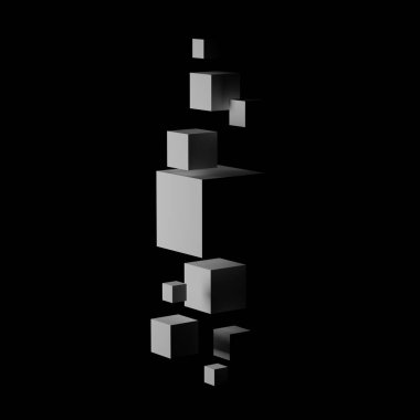 3D, soyut geometri dinamik nesnesini koyu arkaplan ile biçimlendiriyor.