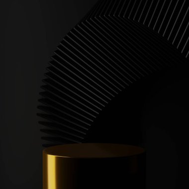 3D, soyut geometri dinamik nesnesini koyu arkaplan ile biçimlendiriyor.