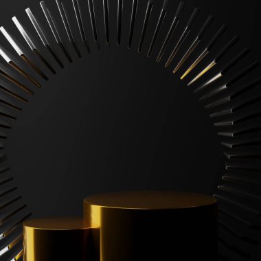 3D, soyut geometri dinamik nesnesini koyu arkaplan ile biçimlendiriyor.