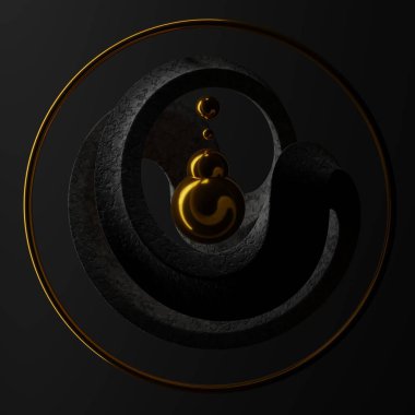 3D, soyut geometri dinamik nesnesini koyu arkaplan ile biçimlendiriyor.