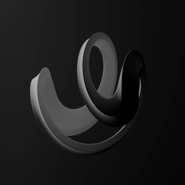 3D, soyut geometri dinamik nesnesini koyu arkaplan ile biçimlendiriyor.