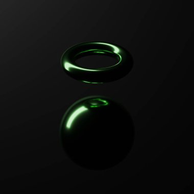 3D, soyut geometri dinamik nesnesini koyu arkaplan ile biçimlendiriyor.