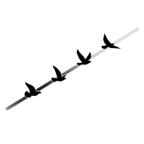 Летающие Птицы Силуэты Узор Обои Векторная Иллюстрация Изолированная Птица Летит — стоковый вектор
