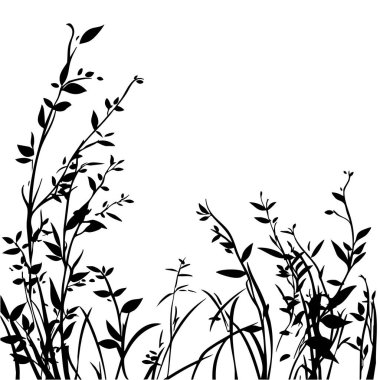 Küçük yaprak bitkisi siluet desenli duvar kağıdı. Siyah ve beyaz. En az sanat eseri. Basit şablon. dövme tasarımı. Kart ve paket. Vektör illüstrasyonu.