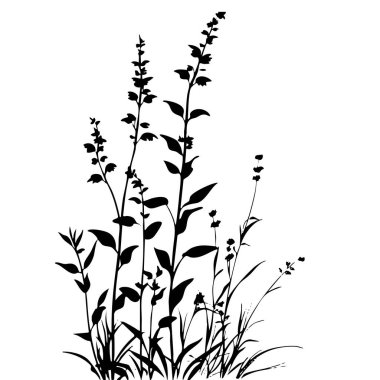 Küçük yaprak bitkisi siluet desenli duvar kağıdı. Siyah ve beyaz. En az sanat eseri. Basit şablon. dövme tasarımı. Kart ve paket. Vektör illüstrasyonu.