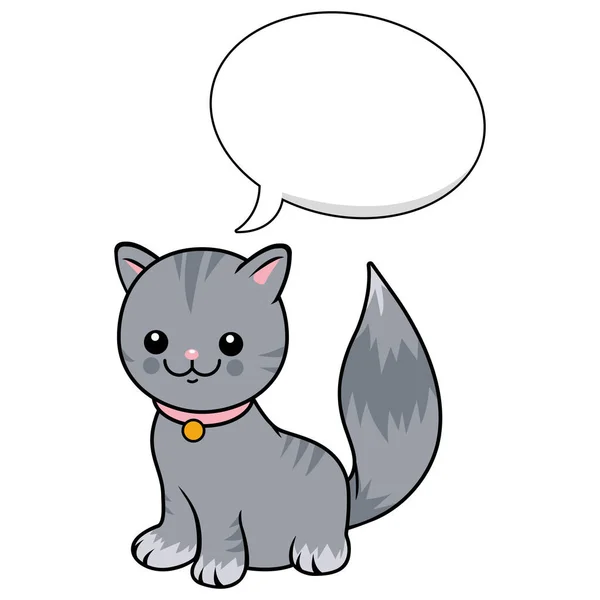 Γάτα Κινουμένων Σχεδίων Φούσκα Λόγου Εικονογράφηση Διανύσματος — Διανυσματικό Αρχείο