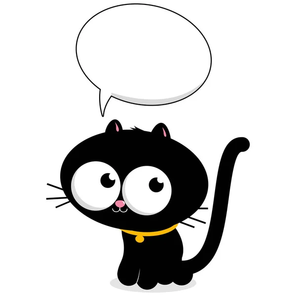 Roztomilá Kreslená Kočka Bublinou Řeči Vektorová Ilustrace — Stockový vektor