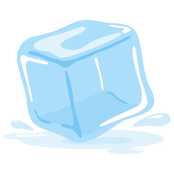 Cube Glace Fondante Sur Fond Blanc Illustration Vectorielle — Image vectorielle
