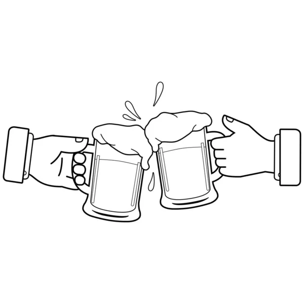 Zakenmensen Toasten Met Bier Vector Zwart Wit Kleurplaat — Stockvector