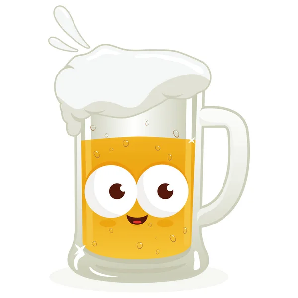 Bicchiere Cartone Animato Carattere Birra Illustrazione Vettoriale — Vettoriale Stock