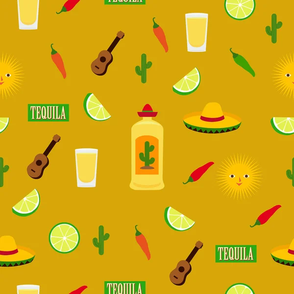 Fondo Tequila Mexicano Patrón Sin Costuras Ilustración Vectorial — Vector de stock