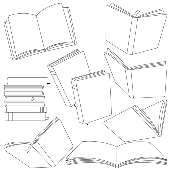 Varias Colecciones Libros Para Lectura Pila Libros Texto Para Educación — Vector de stock