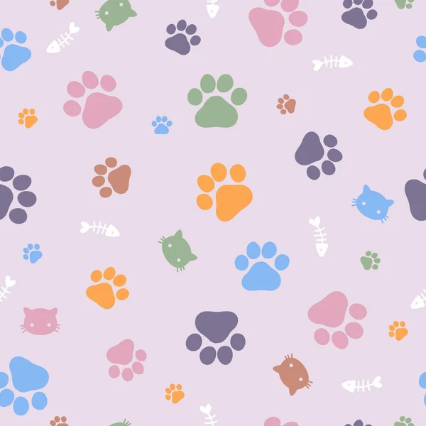 Cat Paws Background Seamless Pattern Vector Illustration — Stock Vector