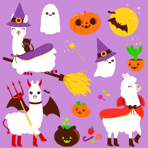 Cadılar Bayramı Kostümleri Hediyeler Şekerler Diğer Cadılar Bayramı Eşyaları Içinde — Stok Vektör