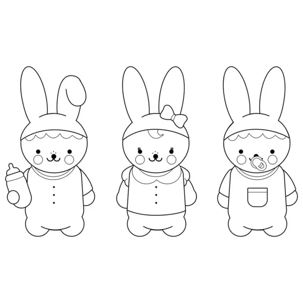 Dibujos Animados Conejito Bebé Niña Niño Con Biberón Lindos Conejos Ilustraciones De Stock Sin Royalties Gratis