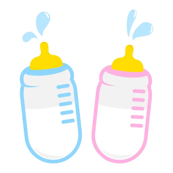 Бутылочки Молочные Бутылки Младенцев Малышей Девочек Мальчиков Векторная Иллюстрация Лицензионные Стоковые Векторы