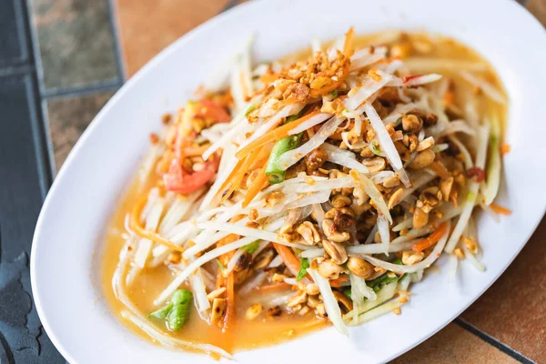 Salade Épicée Papaye Thaïlandaise Som Tum Thai Vue Haut Gros — Photo