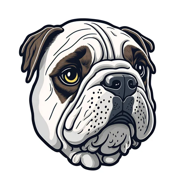 Lindo Estilo Etiqueta Dibujos Animados Bulldog Lindo Perro Jefe Ruta — Foto de Stock