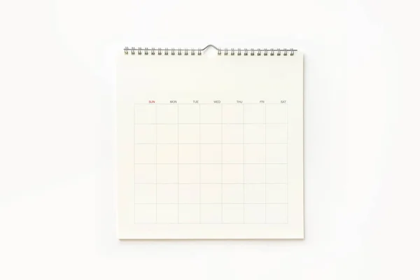 Prázdné Pozadí Kalendáře Stěny Bílém — Stock fotografie