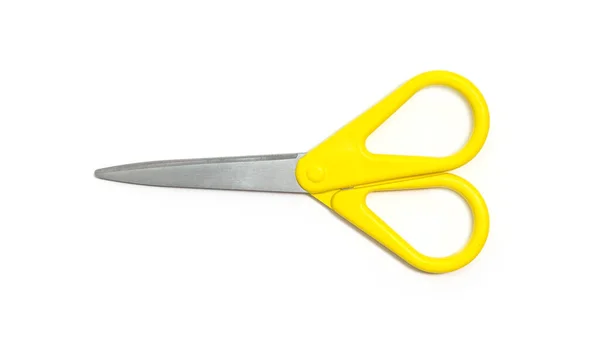 Yellow Scissors Isolated White Background Close — Stock Photo, Image