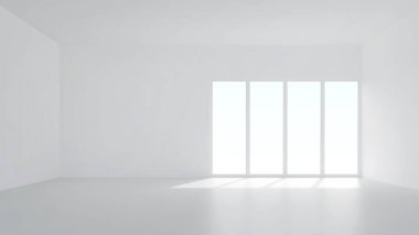 Yumuşak gölgeli üç boyutlu oda arkaplanı. İç tasarım ve dekorasyon için boş beyaz oda. 3B görüntüleme.