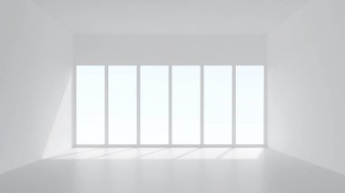 Yumuşak gölgeli üç boyutlu oda arkaplanı. İç tasarım ve dekorasyon için boş beyaz oda. 3B görüntüleme.