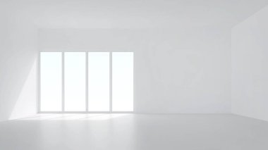 Yumuşak gölgeli üç boyutlu oda arkaplanı. İç tasarım ve dekorasyon için boş beyaz oda. 3B görüntüleme.