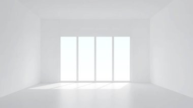 Yumuşak gölgeli üç boyutlu oda arkaplanı. İç tasarım ve dekorasyon için boş beyaz oda. 3B görüntüleme.