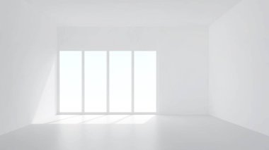 Yumuşak gölgeli üç boyutlu oda arkaplanı. İç tasarım ve dekorasyon için boş beyaz oda. 3B görüntüleme.