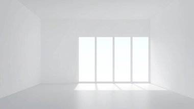 Yumuşak gölgeli üç boyutlu oda arkaplanı. İç tasarım ve dekorasyon için boş beyaz oda. 3B görüntüleme.