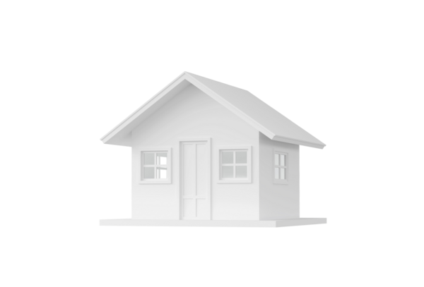 Kırpma yolu olan beyaz arka planda üç boyutlu ev modeli. Gayrimenkul, ev sahipliği ve konut piyasası kavramı. 3d oluşturma.