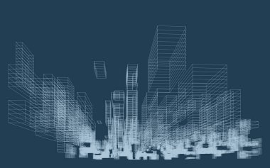 Soyut 3D dinamik kablo. Geometrik perspektif arka planı. Şablon tasarımı için soyut matris kablosuz arkaplanı. Vektör.