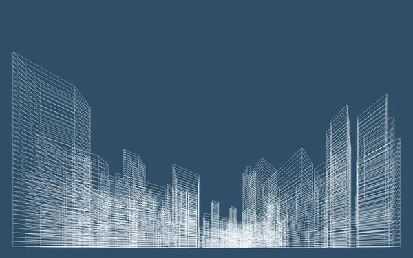 İnşaatın üç boyutlu kablo perspektifi. Şablon tasarımı için soyut kablo şeması şehir arka planı. Vektör.