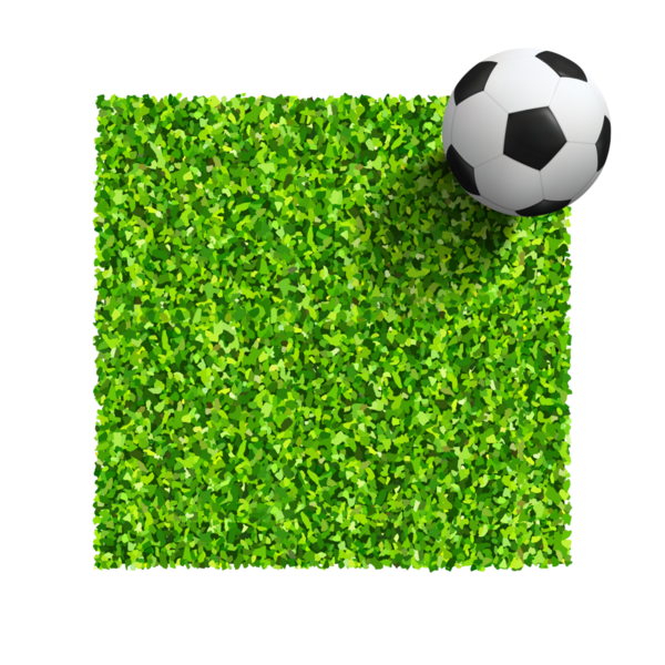 Yeşil çimlerin üzerinde futbol topu. Futbol sahasının arka planındaki yeşil çimlerde futbol topunun en üst görüntüsü.