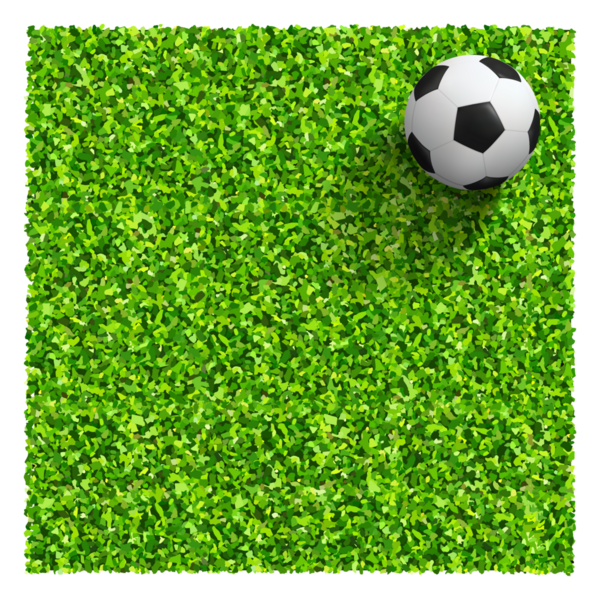 Yeşil çimlerin üzerinde futbol topu. Futbol sahasının arka planındaki yeşil çimlerde futbol topunun en üst görüntüsü.